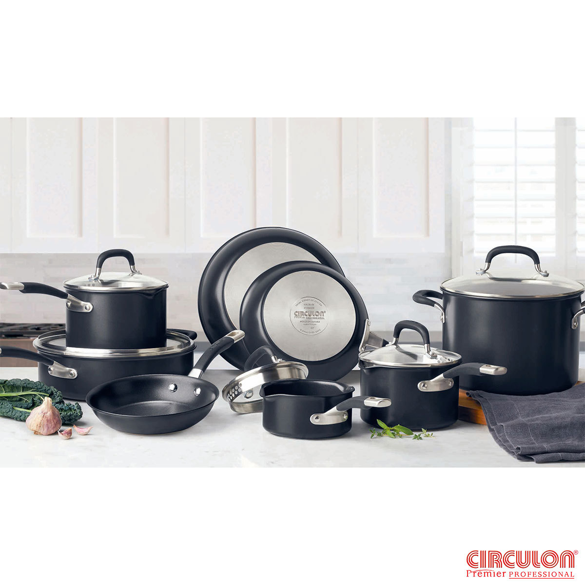 Circulon Premier Hard Anodised Induction 13 Piece Cookware Set in Black or  Bronz