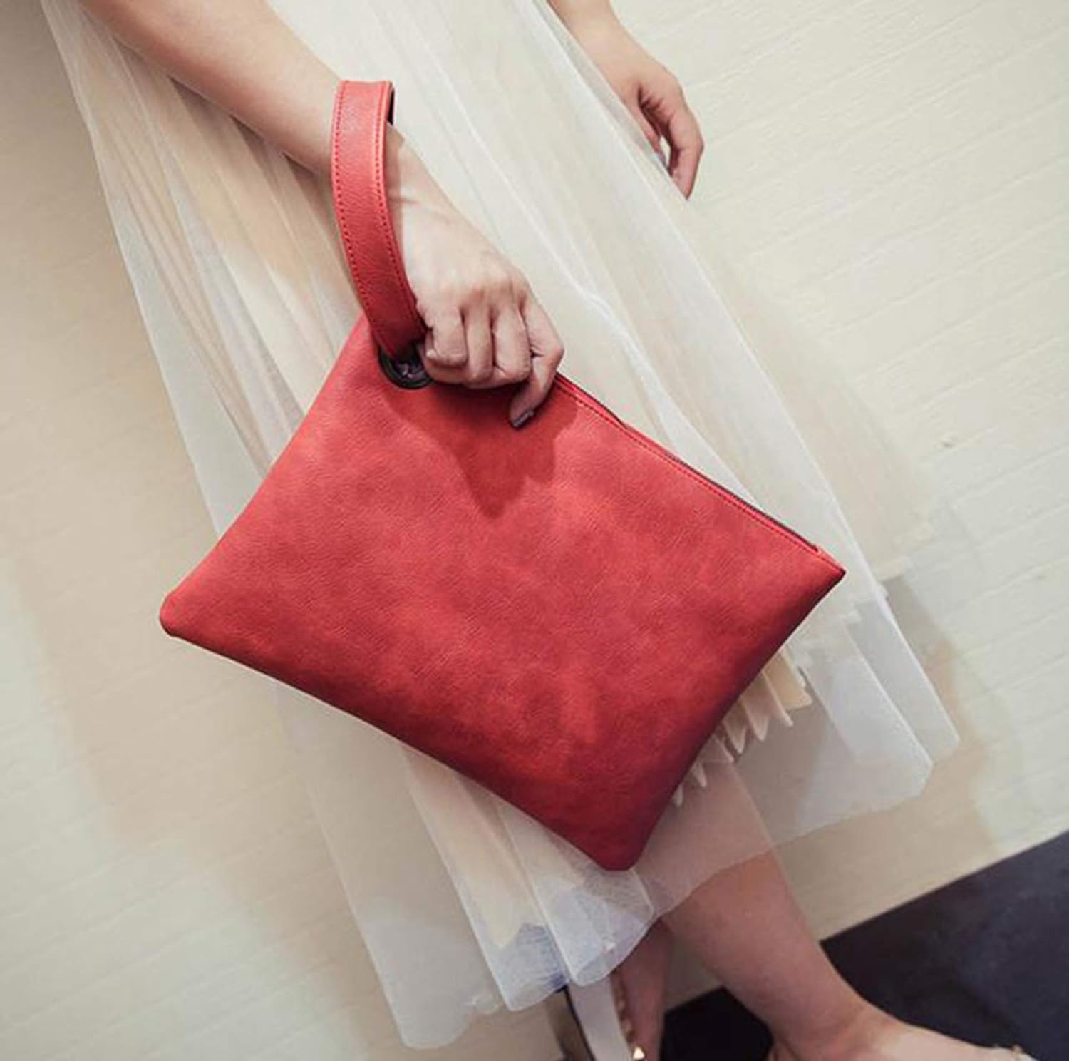 ZOONAI d Clutch Bag Purse Womens Large leather Evening Wristlet Handbag 