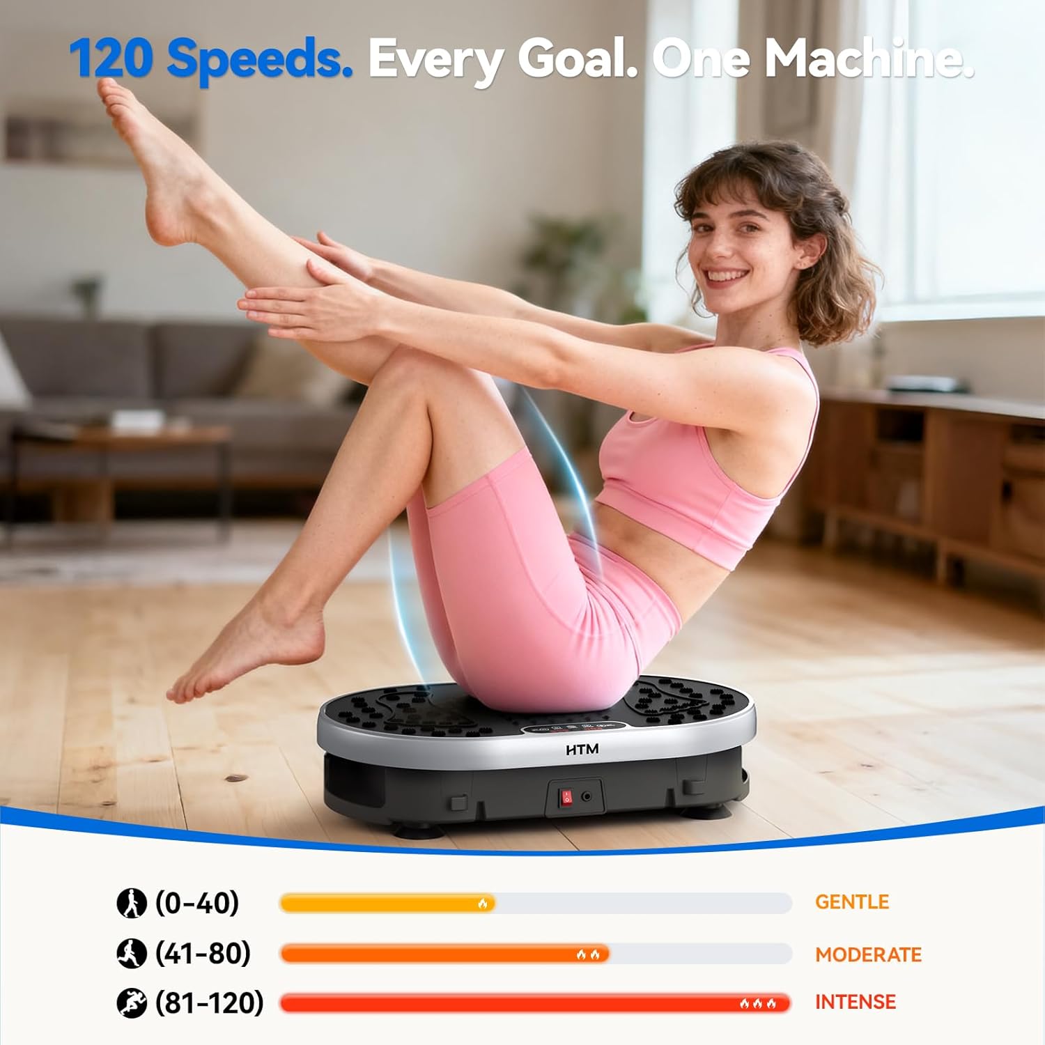 Vibration Plate Exercise Machine, 120 Speed Levels, 9 Preset Programs – Workout