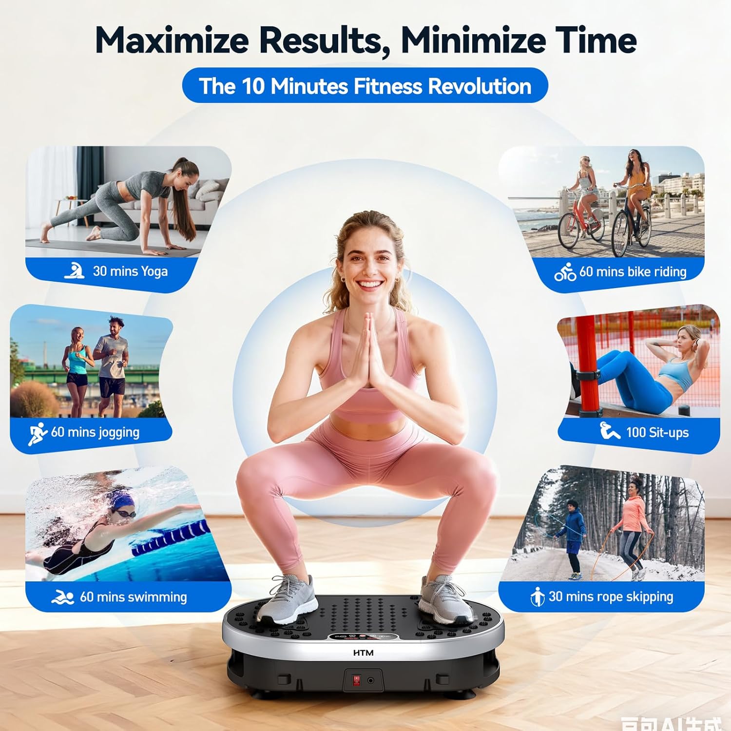 Vibration Plate Exercise Machine, 120 Speed Levels, 9 Preset Programs – Workout